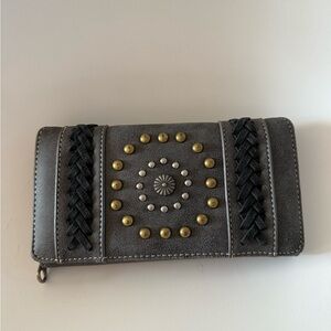 Montana West Chic Gray Wallet with Gold and Silver Accents